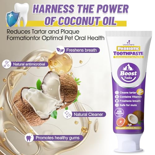 Cat Toothbrush for Kitten Teeth Cleaning + Natural Coconut Oil Cat & Dog Toothpaste.Enzymatic