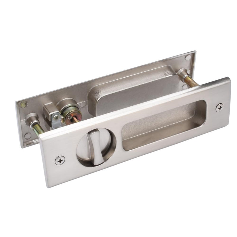 CCJH Sliding Door Lock Invisible Recessed Handle Latch with Keys for Pocket Door Barn Wood Door Interior Privacy Furniture Hardware Silver