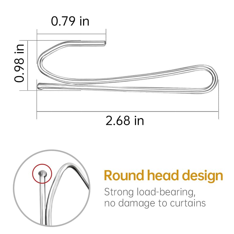 50 Pcs Curtain Drapery Hooks of Heavy Duty 2.68in Metal Pinch Pleat for Window,Door,Shower,Living Room,RV