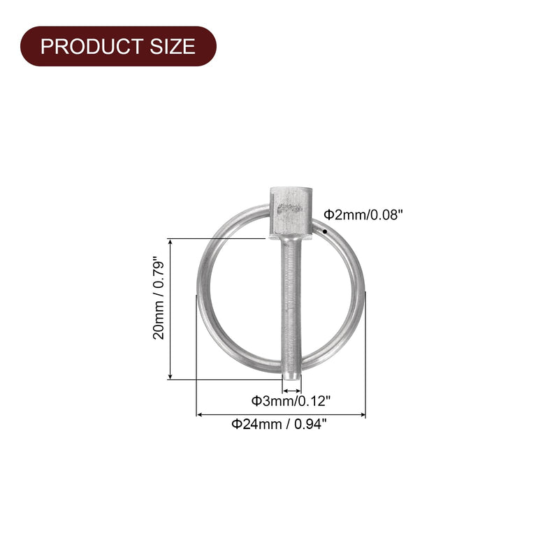 uxcell 4Pcs 1/8" x 3/4" Linch Pin with Ring, Stainless Steel Round Linch Pins for Boat Kayak Canoe, Trailer Trolley Trucks Mowers, Silver 1/8" x 3/4" 4
