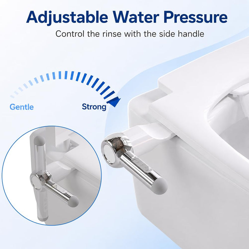 Ultra-Slim Bidet Attachment for Toilet, Non-Electric Bidet Toilet Seat Attachment with Dual Retractable Nozzles, Rear & Feminine Wash, Adjustable Water Pressure, Easy DIY Install for Home & RV Platinum