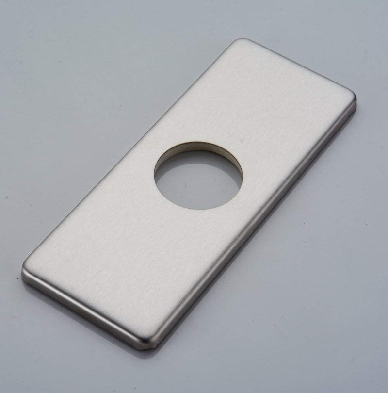BWE 6” Faucet Cover Escutcheon Brushed Nickel Stainless Steel Deck Plate for Bathroom Sink 1 Hole or 4 Inch 3 Holes Centerset Sink Modern Rectangular Vanity Basin Sink Hole Cover Cap
