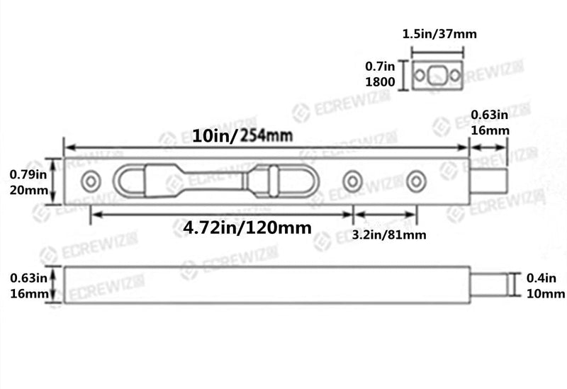 szhdxsy Hidden Latch & Bolt 304 Stainless Steel 10 inch(254mm) Security Door Bolt Latch, Double Door Lever Action Flush Bolt Latch, French Door Slide Bolt Lock (2-Pack) (Black) Black
