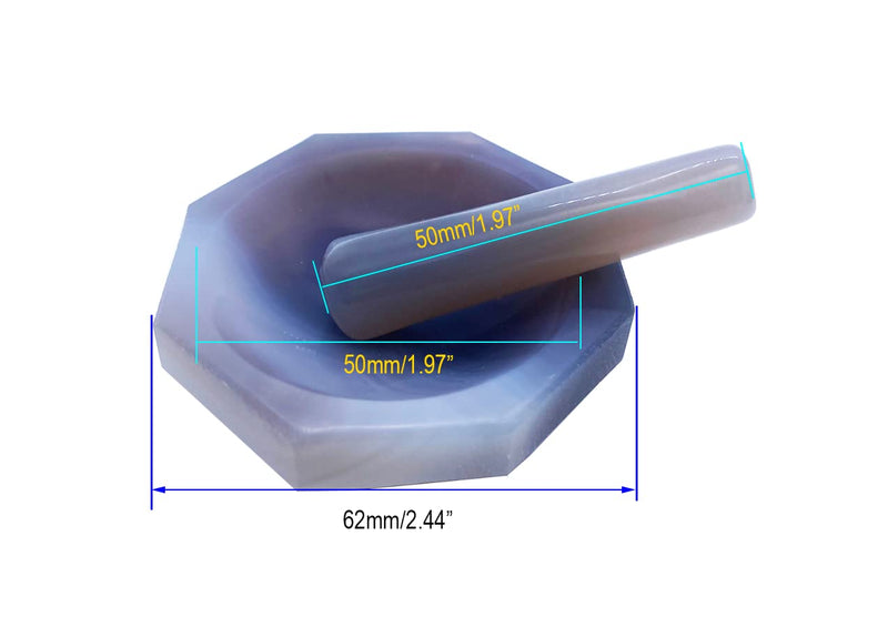 ID: 50MM 1.97" Lab Grinding Natural Agate Mortar and Pestle Set Standard Form Inner Diameter 50mm Inner Depth 15 mm