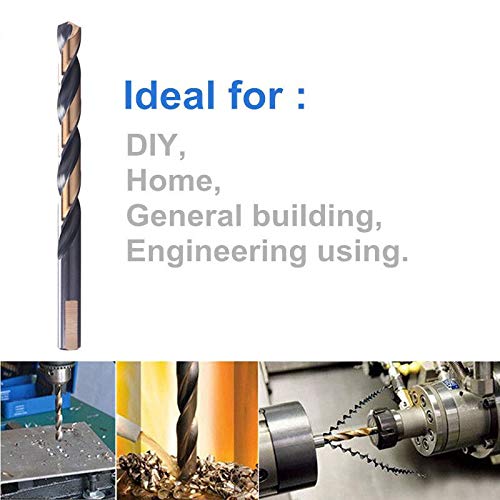 6 PCS,7/16", Black and Gold Twist Drill Bits