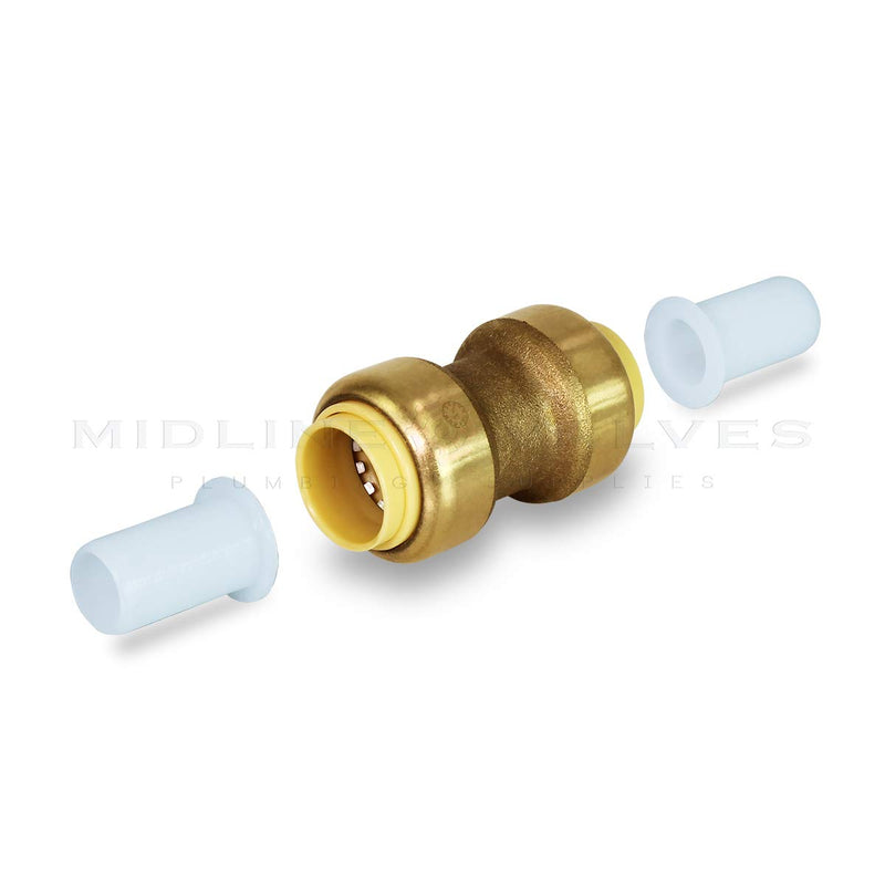 Supply Giant VQTD1-5 Straight Coupling Pipe Fittings Push to Connect Pex Copper, CPVC, 1 Inch, Brass Pack of 5 5 Pack