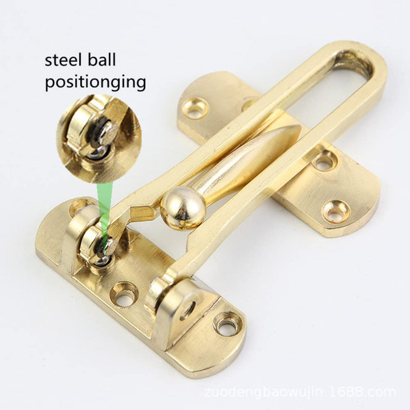 szhdxsy 4 Pcs Home Security Door Lock, Door Reinforcement Lock Swing Bar Lock， Front Door Locks for Kids, Home Reinforcement Lock for Swing-in Doors, Latch Guard Clasp,Solid Security loc, (Golden)