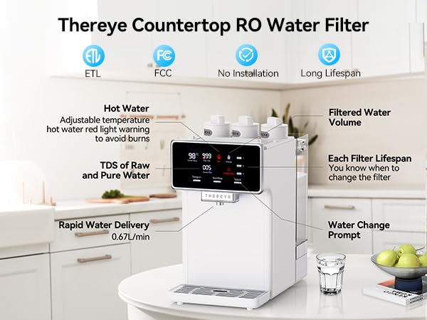Activated Carbon Rod Filter Replacement CF Water Filter, Applicable to Thereye ER-WP02 Reverse Osmosis Water Filter System