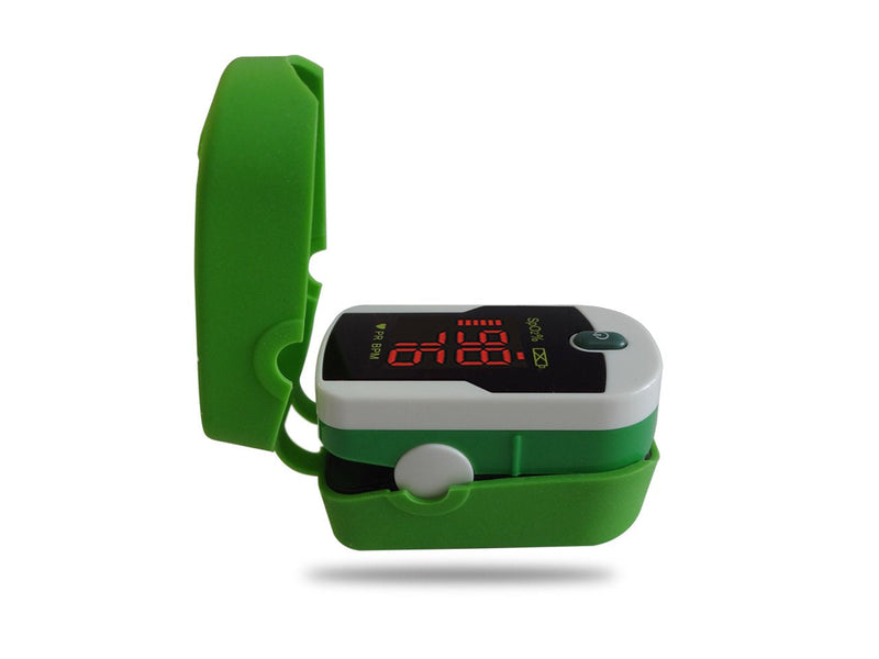 Concord Fingertip Pulse Oximeter with Reversible Display - Blood Oxygen Saturation Monitor with Carrying Case, Batteries and Lanyard - Easy to Use, Accurate SpO2 & Pulse Measurement (Emerald) Emerald Green