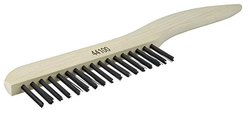 Weiler 44100 0.012" Wire Size, 5" Brush Length, 10" X 3/8" Block Size, 1 X 17 No. of Rows, Steel Bristles, Hardwood Block, Shoe Handle Scratch, Made in the USA (Pack of 12) Pack of 12