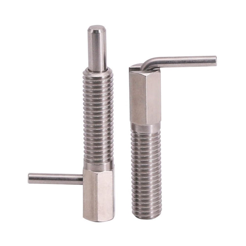 2pcs Retractable Indexing Plunger Pin, M12 Stainless Steel Spring Pin Spring L Handle Loaded Latch Spring Plunger Safety Pin Spring Latch Telescopic Locking Pin Spring Lock with Nut