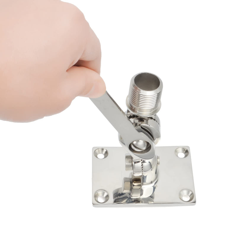 UAYESOK Marine VHF Antenna Mounts, Heavy Duty Adjustable Boat Stainless Steel Base Ratchet Fixed Mount