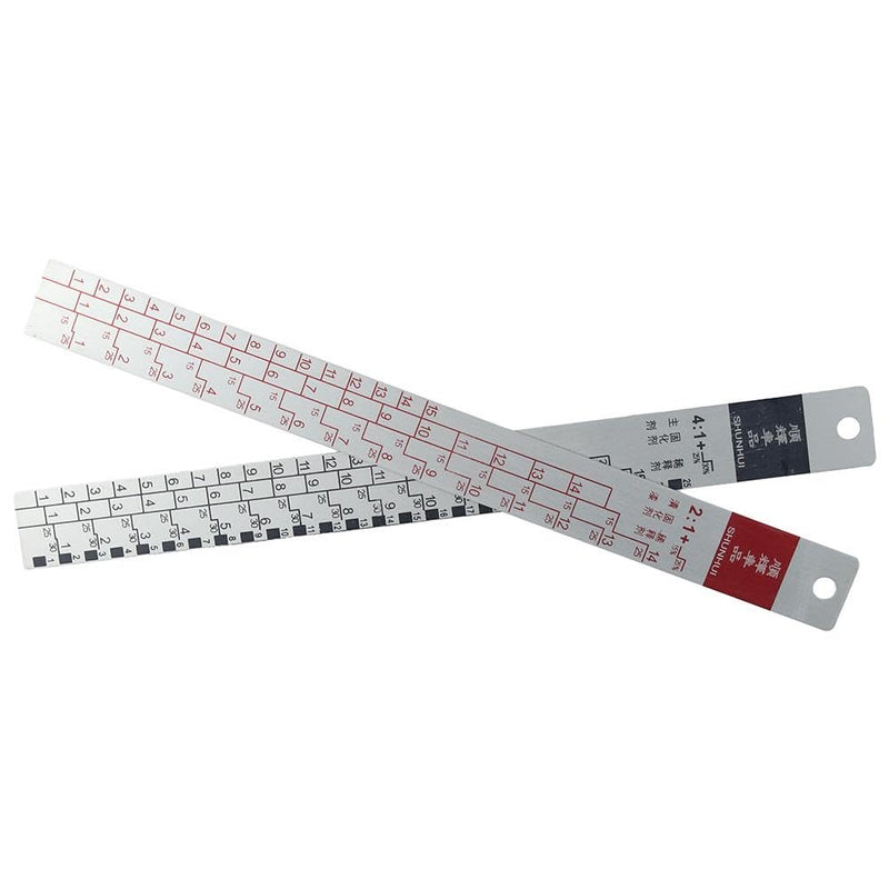 Paint Mixing Ratio Ruler 2:1 & 4:1 Easy Mixing Aluminium Alloy Car Coating Color for Vehicle Painting, Large