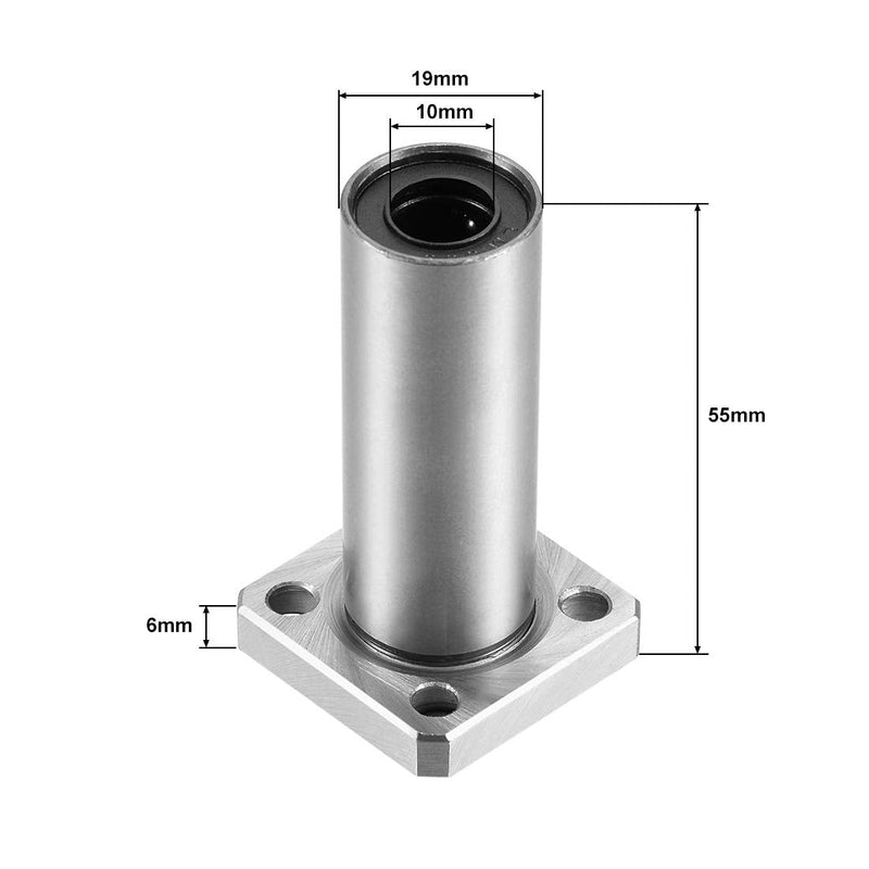 uxcell LMK10UU Extra Long Square Flange Linear Ball Bearings, 10mm Bore Dia, 19mm OD, 55mm Length