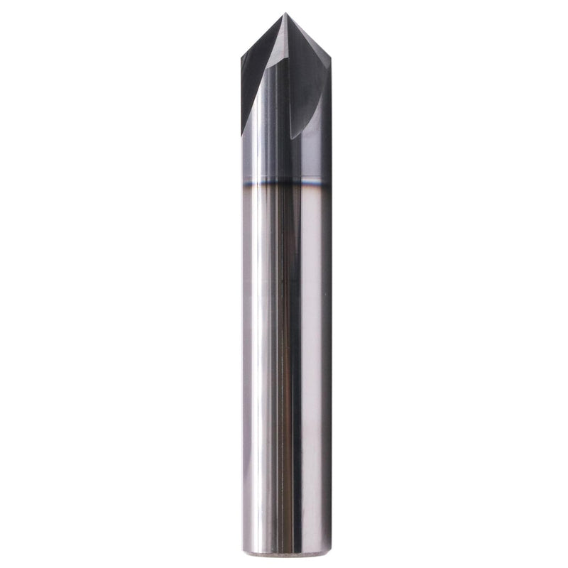 4 Flute 90° Solid Carbide Chamfer End Mill(1Pc, 1/2"), AlTiN Coated | 90° Chamfer Angle, 1/2" Shank 3" OAL, Single End, V Groove Router Bit, for Milling Alloy Steel, Carbon Steel, Cast Iron 1/2 in