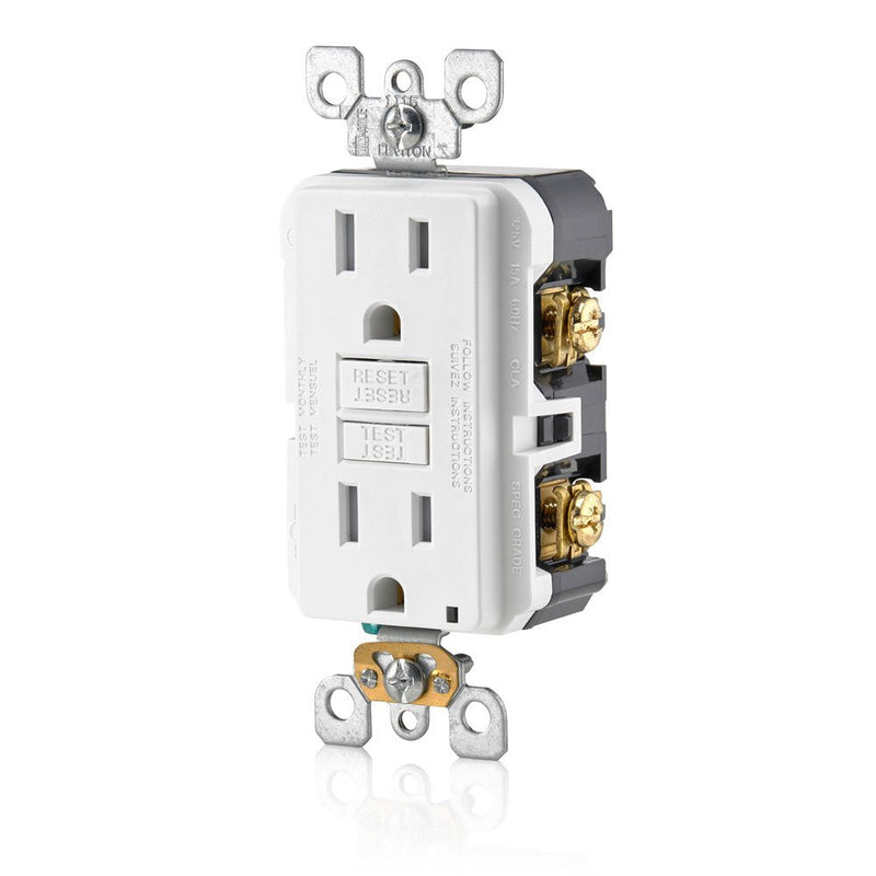 Leviton GFTR1-3W Smartest Self-Test SmartlockPro Slim GFCI Tamper-Resistant Receptacle with LED Indicator (3 Pack), White