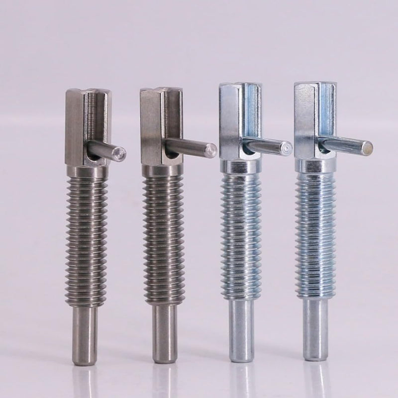 MerciL 2pcs Retractable Indexing Plunger Pin, M6 Stainless Steel Spring Pin Spring Loaded Latch Spring Plunger Safety Pin Spring Latch Telescopic Locking Pin Spring Lock with L Handle