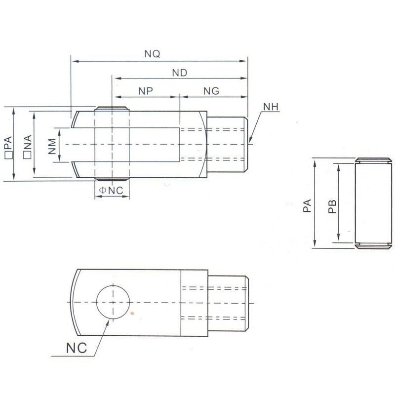 Baomain Female Rod Clevis CY-100 for Foot Mounting Work with Pneumatic Standard Cylinder SC 100