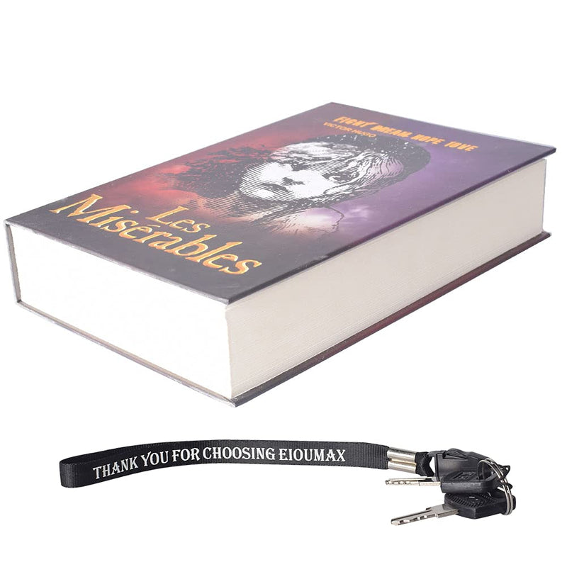 EIOUMAX Booksafe Diversion Secret Real Book Hidden Safe with Key Lock Real Paper Book Locking-Les Miserables Purple