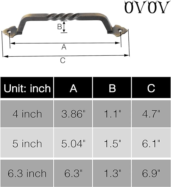 OVOV 2 Pack Barn Door Pull Handle Hardware for Wooden Garden Gate Shed Cabinet Door (Bronze) 5inch Bronze