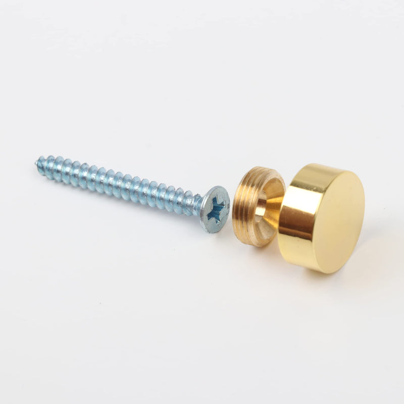 TOPNIKE Mirror Screws, Brass Cap Decorative Mirror Nails, 0.6", Polished Gold, 4 Pack