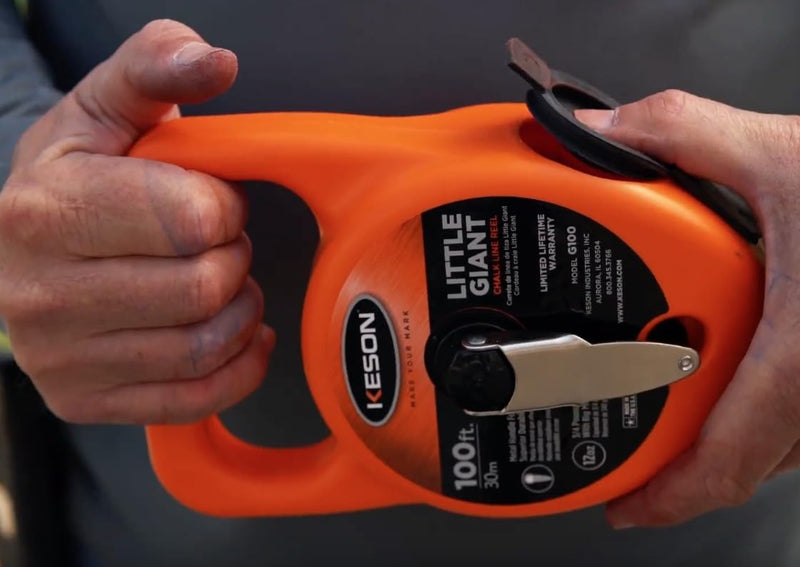 Keson G100 Little Giant Chalk Line Reel, 12-Ounce Chalk Capacity, 100-Foot