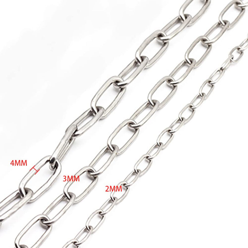 Stainless Steel Safety Chains 50CM (L) x 2MM (T) Long Link Chain Rings Light Duty Coil Chain for Hanging Pulling Towing (2mm*50cm-2 Pack) 2mm*50cm-2 pack