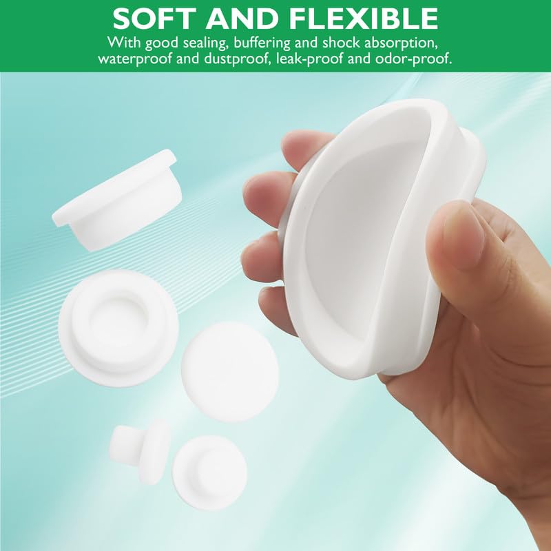 Silicone Plugs 1/8 in T-Shaped Soft Flexible Rubber Stopper Waterproof Seal Button Plug for 3-3.8 mm/0.12-0.15 in Hole, White, 32 Pcs 3-3.8mm(0.12-0.15")
