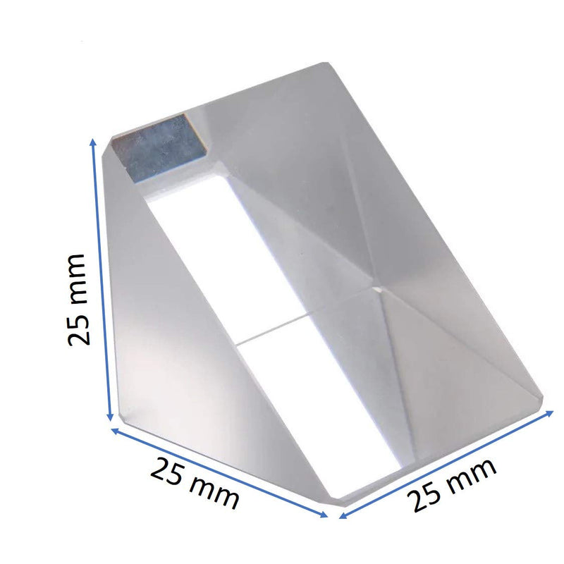 25 mm Glass Right Angle Triangle Prism, Coated Reflecting Prism, Right Angle Prism Mirror, Component for Precision Optical Instruments
