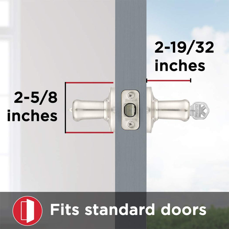 Kwikset Satin Nickel Keyed Lever Door Handle with Lock, Reversible, Pick Resistant Smartkey Security - For Front Doors and Bedrooms