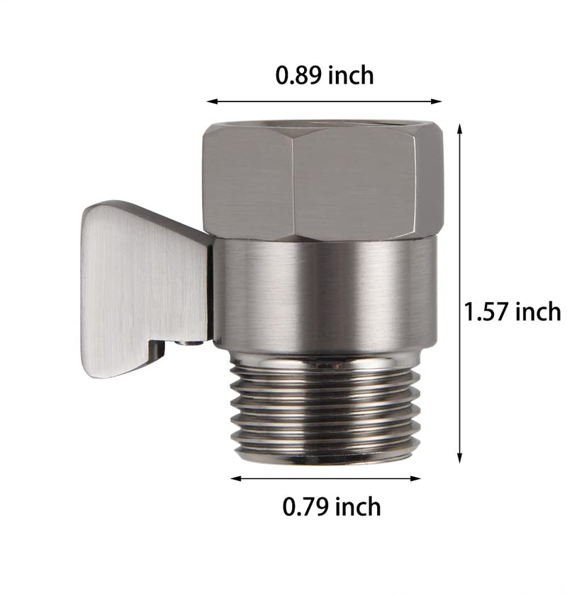Shower Shut Off Valve, Shower Flow Control Valve,Soild Brass Flow Pressure Regulator for Handheld Shower Head G1/2 Brushed Nickel