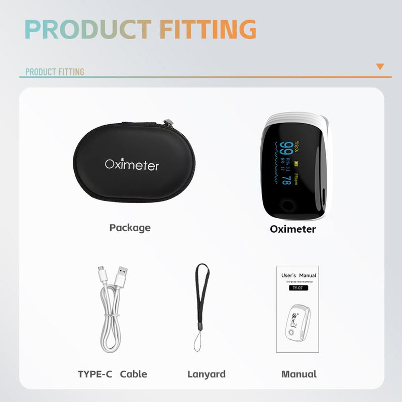Rechargeable Pulse Oximeter Fingertip Oxygen Monitor Fingertip with SpO2 Pulse Rate and PI RR OLED Precision Fast Oximeter SpO2 Reading Outdoor Sports Home (White)