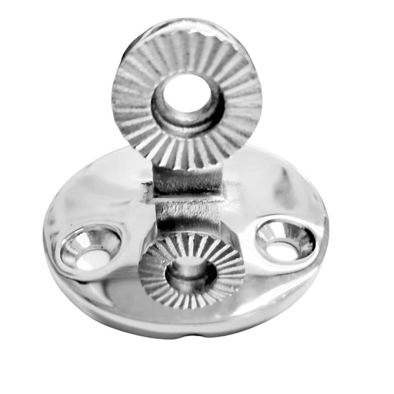 Marine Grade 316 Stainless Steel 180 Degree Adjustable Swivel VHF Antenna Mount with Ratchet Base and Screws (Round Base) Round Base