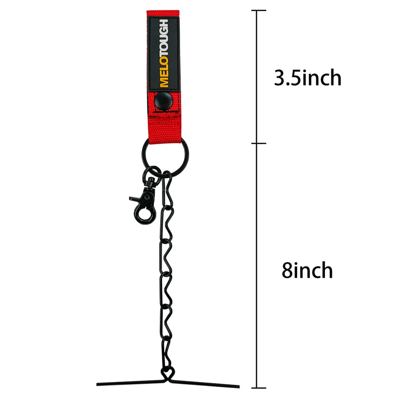 MELOTOUGH 2 PCS Tape Thong for Tool Belt Waist Electricians Tape Strap Holder Chain with Keyring and trigger snap hook Red Color