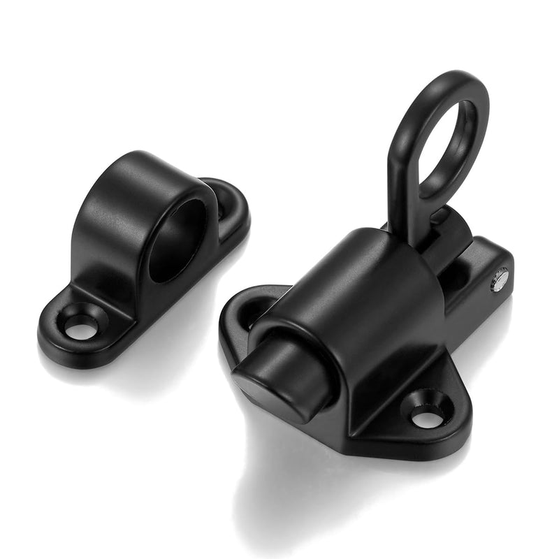 3 Packs Black Self-Closing Latches，Spring Bolt Latch，Spring Door Lock，Aluminum Alloy Safety Automatic Spring Barrel Door Lock with Screws，Used for Gate,Window and Cabinet etc 3