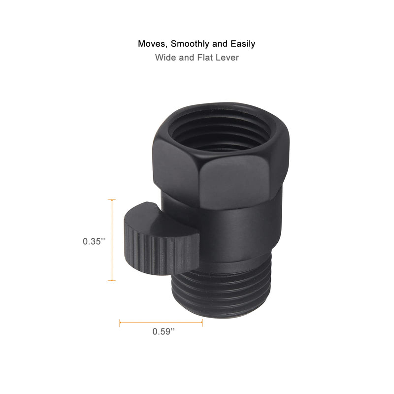 Matte Black Water Flow Control Valve, 1/2" Shower Head with Shut Off Valve, Brass Shut Off Valve for Handheld Shower, Water Pressure Regulator Replacement for Shower System Matte Black