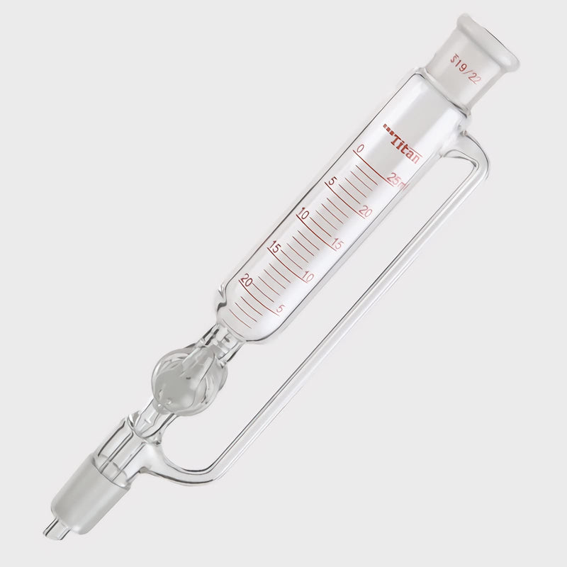 Glass Constant Pressure Graduated Addition Funnel with Glass Stopcock,Equalizing Dropping Funnel Chemistry Lab Glassware (A: 25ml,19/22) Glass Stopcork