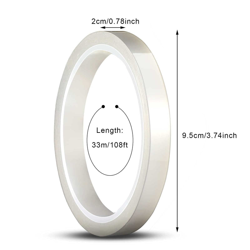 2 Pieces 108 ft Clear Heat Tape for Sublimation Heat Press Tape Heat Transfer Tape High Resistant Temperature Tape Thermal Tape for Electronics Printing Circuit Board Heat Transfer Vinyl (20 mm) 20 mm