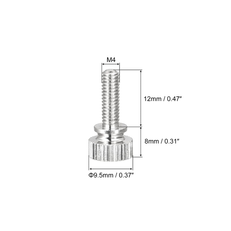 uxcell Knurled Thumb Screws, M4x12mm Brass Shoulder Bolts Grip Knobs Fasteners, Nickel Plated 10Pcs