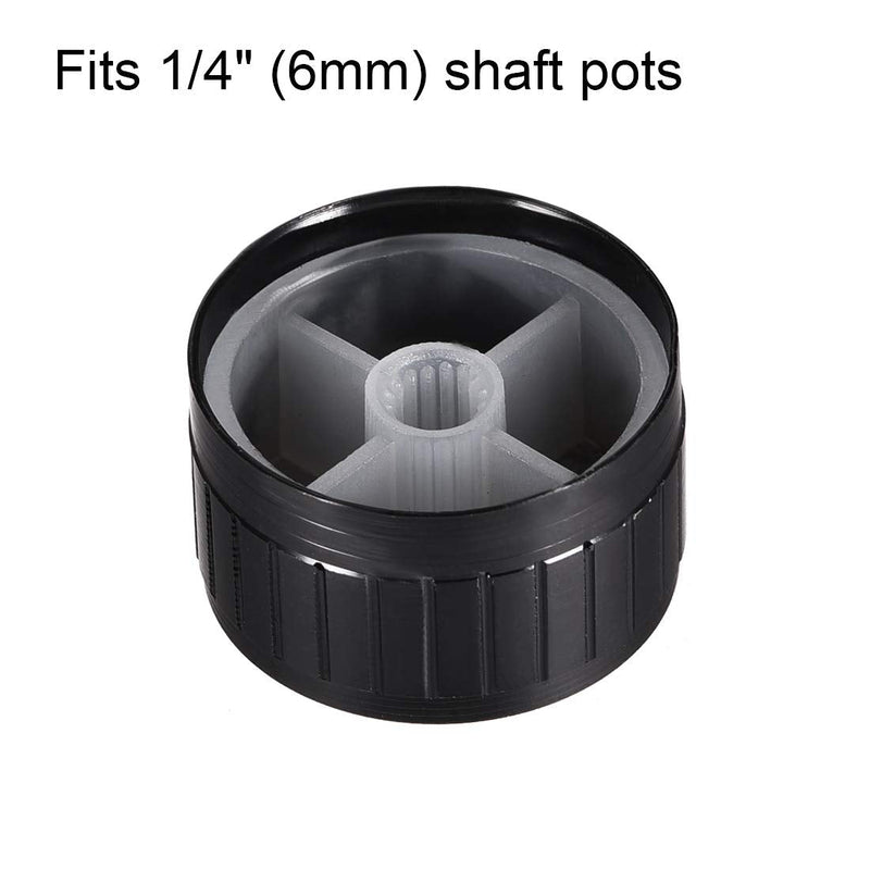uxcell 2pcs Potentiometer Knob Knurled Shaft Black Aluminum Groove Surface Rotary Knob 30mmx17mm Volume Control Knob
