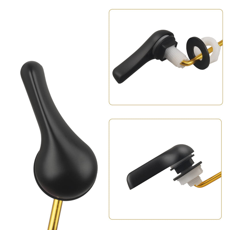 Toilet Handle Replacement Kit, Toilet Flush Handle with Stainless Steel Flapper Chains, Universal Toilet Lever for Most Front Mount Toilets, Matte Black Toilet Flush Lever