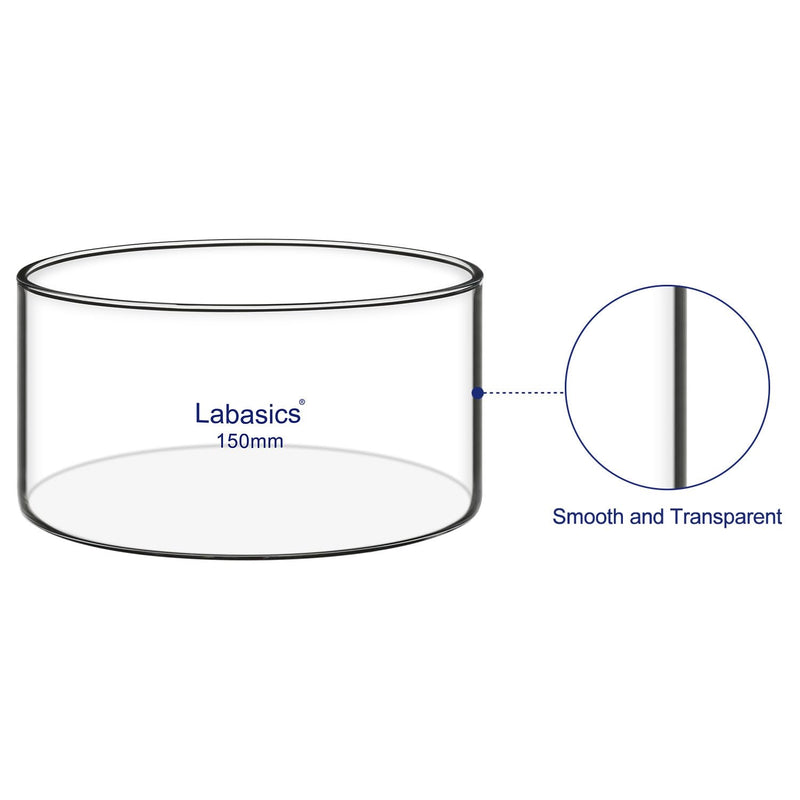 Labasics Crystallizing Dish, No Spout Flat Bottom Thick-Walled High Borosilicate Glass Crystallizing Dishes for Crystallization and Evaporation Lab Glassware, Outer Diameter: 150 mm, Capacity: 1000 ml