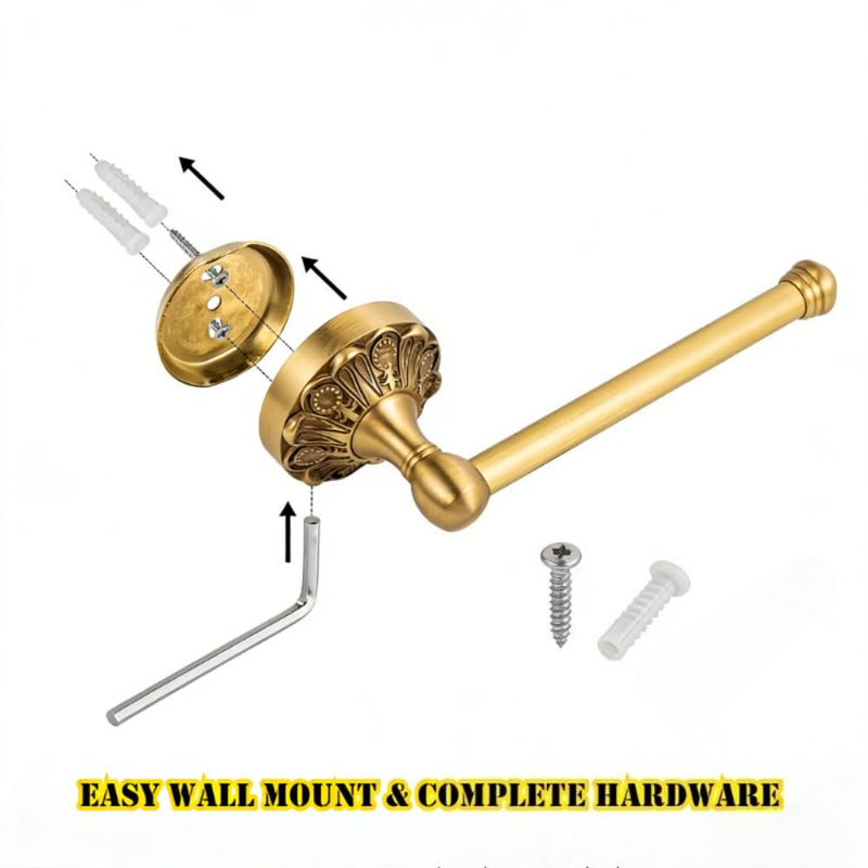 Antique Brass Bathroom Accessories, Solid Copper Towel Ring & Paper Holder, Vintage Wall Mount Hardware with Antique Bronze Finish (Single or Set) (Towel Ring + Paper Holder Set (2-Piece)) Towel Ring + Paper Holder Set (2-Piece))