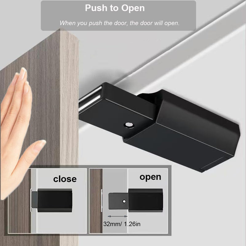 Push to Open Door Latch Cabinet Hardware ZKRIOC 2 Pack Magnetic Push Latch & Lock Heavy Duty Touch Latch and Catch for Hidden Door Drawer Push Release Tip on Strong Pop Out, Black
