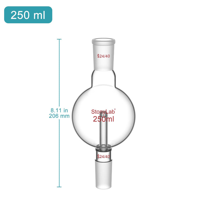 stonylab Rotary Evaporator Bump Trap 24/40 Outer Upper Joint, 24/40 Standard Taper Inner Lower Joint, 250 ml