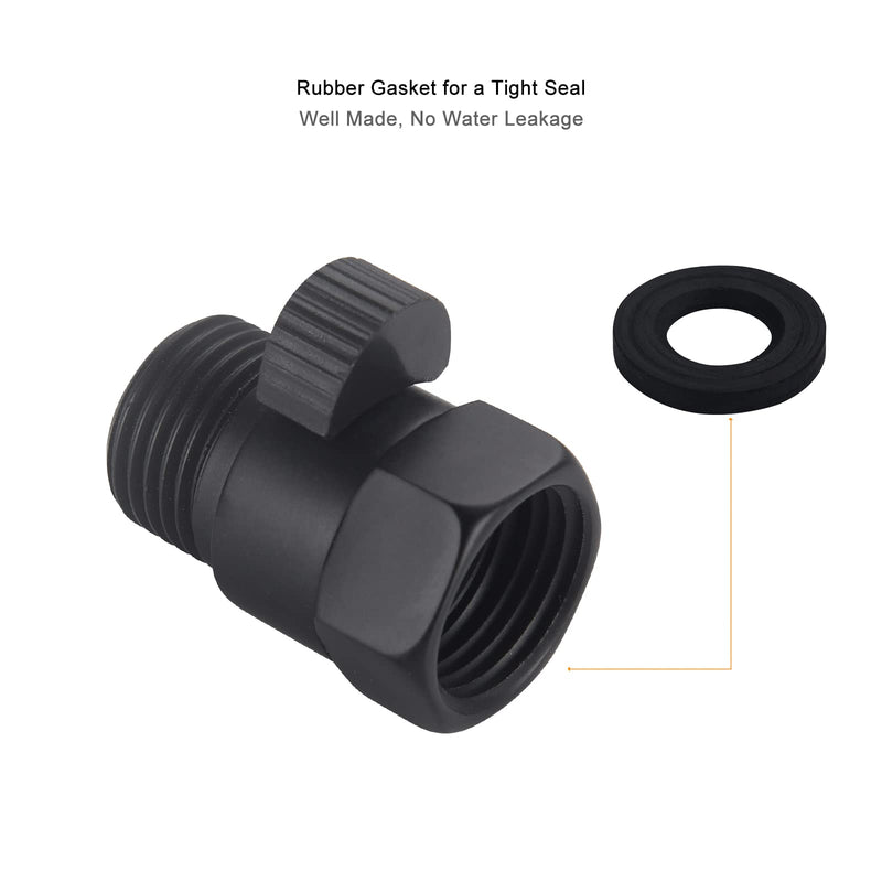 Matte Black Water Flow Control Valve, 1/2" Shower Head with Shut Off Valve, Brass Shut Off Valve for Handheld Shower, Water Pressure Regulator Replacement for Shower System Matte Black