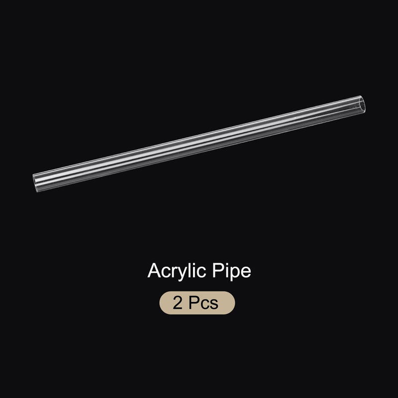 12" Clear Plastic Rigid Pipe 12mm x 16mm(1/2" x 5/8") Acrylic Tube Round Polycarbonate Tubing, [for Plumbing, Hydraulics, Aquarium, DIY] - 2Pcs 1/2" x 5/8"