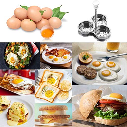 JTLB Stainless Steel Egg Poachers 3 Grids Non Stick Egg Cups for Quick Cooking and Breakfast Tool (Silver) Silver