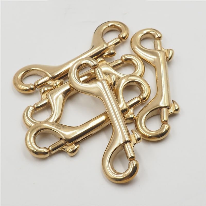 MerciL 5Pcs Brass Double End Snap Hook Clip, 3 Inch Diving Hook Keychains Bolt Snaps Hook for Pet Luggage Outdoor Mountaineering Tactical Equipment (78mm/3in)