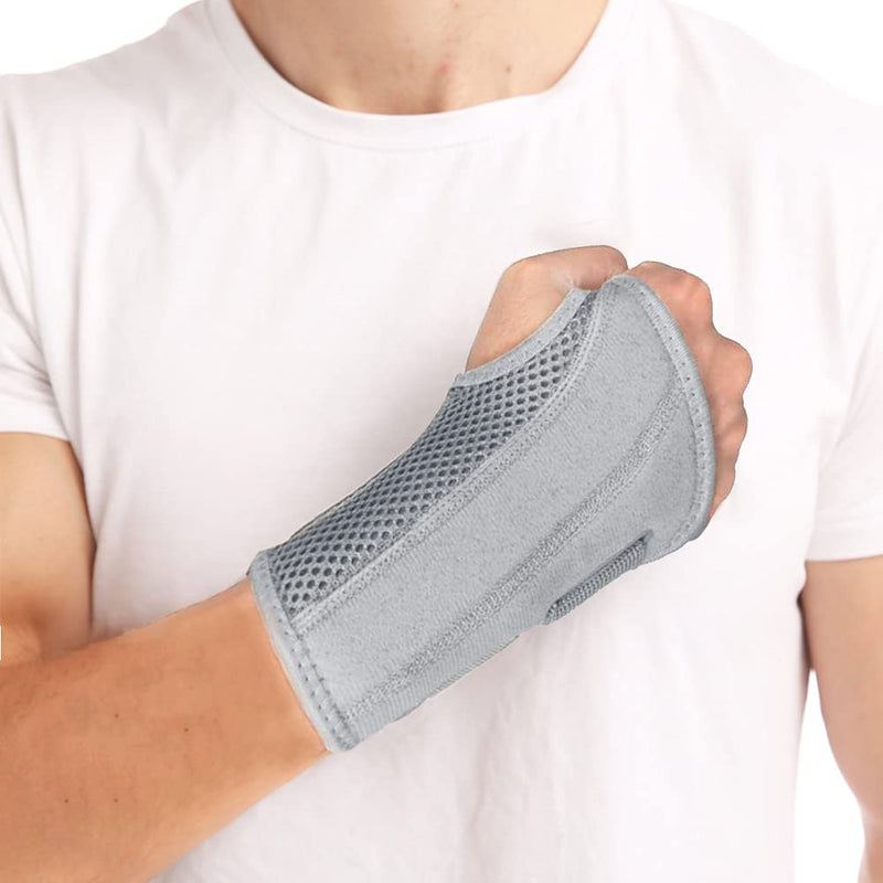 NuCamper Wrist Brace Carpal Tunnel Right Left Hand for Men Women Pain Relief, Night Wrist Sleep Supports Splints Arm Stabilizer with Compression Sleeve Adjustable Straps,for Tendonitis Arthritis Right Hand-Gray Small/Medium (Pack of 1)